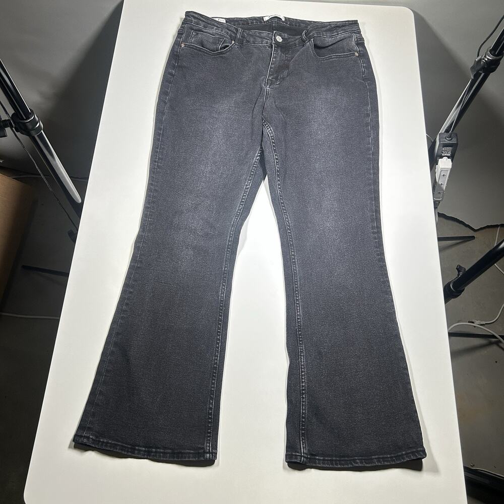 VIGOSS Jagger Bootcut Jeans Womens 14 Black Stretch Y2K 34x30.5 Mid Rise
